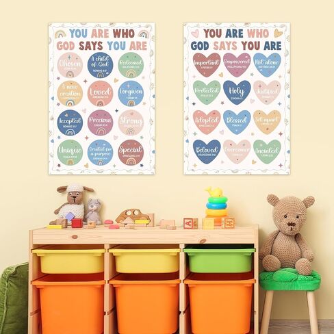 Qyeahkj 2 PCS ملصق مسيحي ملصق Board Set God يقول أنك تحفيزي الكتاب المقدس ديني ديكور الفصول الدراسية ملهمة الفصول الدراسية Sunday School Wall Decor Supplies (Boho) in Saudi Arabia