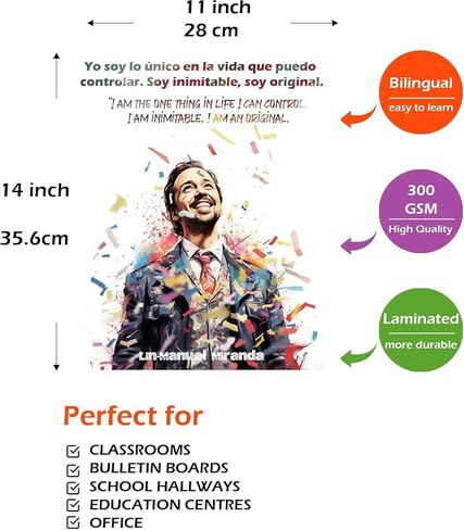 Amerbe Hispanic Heritage Month Poster,Spanish English Bilingual Classroom Decor Set - 29Pcs Inspirational Quotes Posters for Bulletin Board,Elementary Middle High School Supplies in Kuwait