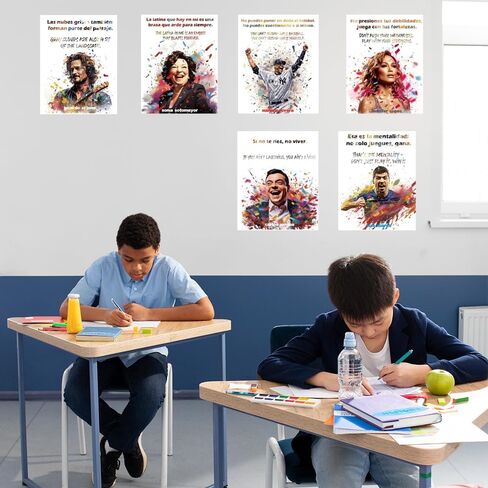 Amerbe Hispanic Heritage Month Poster,Spanish English Bilingual Classroom Decor Set - 29Pcs Inspirational Quotes Posters for Bulletin Board,Elementary Middle High School Supplies in Kuwait