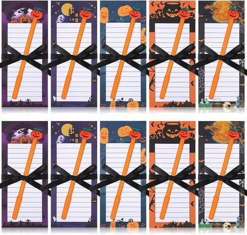Yexiya 200 Sheets Halloween Christmas Notepads Halloween Sticky Notes to Do List Notepad with 10 Pen for Christmas Party Shopping List Gift, 7.5 x 3.2 Inch(Pumpkin) in Saudi Arabia