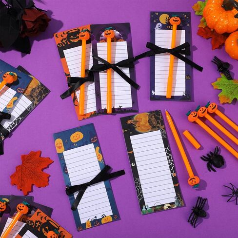 Yexiya 200 Sheets Halloween Christmas Notepads Halloween Sticky Notes to Do List Notepad with 10 Pen for Christmas Party Shopping List Gift, 7.5 x 3.2 Inch(Pumpkin) in Saudi Arabia