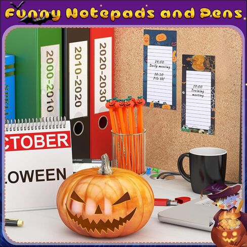 Yexiya 200 Sheets Halloween Christmas Notepads Halloween Sticky Notes to Do List Notepad with 10 Pen for Christmas Party Shopping List Gift, 7.5 x 3.2 Inch(Pumpkin) in Saudi Arabia