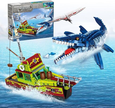 3 في 1 Sea Dinosaur Building Build Set مجموعة ، متوافقة مع Lego Dinosaur World Park Mosasaurus Discovery Crossing Ocean World Building ، هدية ألعاب القوارب للأطفال والبالغين للأولاد من 8 إلى 12 عامًا in Saudi Arabia