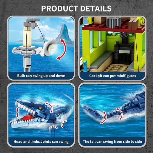 3 في 1 Sea Dinosaur Building Build Set مجموعة ، متوافقة مع Lego Dinosaur World Park Mosasaurus Discovery Crossing Ocean World Building ، هدية ألعاب القوارب للأطفال والبالغين للأولاد من 8 إلى 12 عامًا in Saudi Arabia