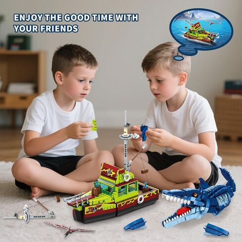 3 في 1 Sea Dinosaur Building Build Set مجموعة ، متوافقة مع Lego Dinosaur World Park Mosasaurus Discovery Crossing Ocean World Building ، هدية ألعاب القوارب للأطفال والبالغين للأولاد من 8 إلى 12 عامًا in Saudi Arabia