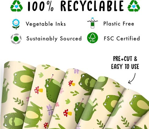 Central 23 Frog Wrapp Paper - 6 أوراق من غلاف الهدايا العصرية - الضفادع الغاضبة - فطر زهرة Dragonfly - ورقة غلاف مضحكة لها - تأتي مع ملصقات in Saudi Arabia