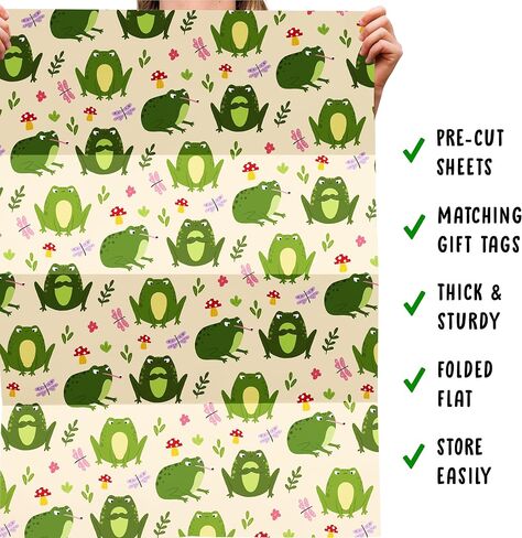 Central 23 Frog Wrapp Paper - 6 أوراق من غلاف الهدايا العصرية - الضفادع الغاضبة - فطر زهرة Dragonfly - ورقة غلاف مضحكة لها - تأتي مع ملصقات in Saudi Arabia
