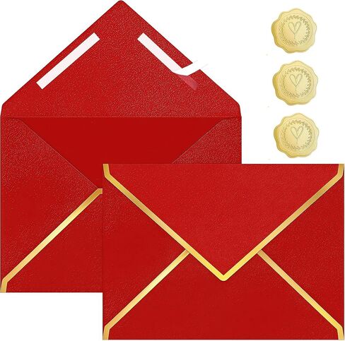 5 × 7 أظرف ختم ذاتي ، 250 جرام من الأظرف الفاخرة الفاخرة v رفرف الذهب حدود لبطاقات 5x7 4x6 ، مغلف A7 لحفل الزفاف ، الدعوات ، دش الطفل ، عيد الميلاد (قشر وختم ، 20 قطعة) in Kuwait