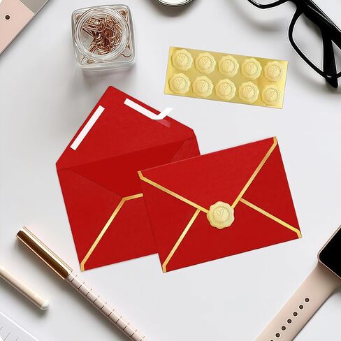 5 × 7 أظرف ختم ذاتي ، 250 جرام من الأظرف الفاخرة الفاخرة v رفرف الذهب حدود لبطاقات 5x7 4x6 ، مغلف A7 لحفل الزفاف ، الدعوات ، دش الطفل ، عيد الميلاد (قشر وختم ، 20 قطعة) in Kuwait