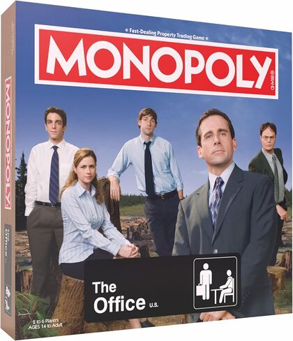 Monopoly: لعبة لوحة المكاتب ، التي تضم أفضل مدرب في العالم ، جائزة Dundee ، صندوق Paper & More ، شراء ، بيع ، مواقع تجارية Scranton من الاستقبال إلى قاعة المؤتمرات ، مرخصة رسميًا in Saudi Arabia