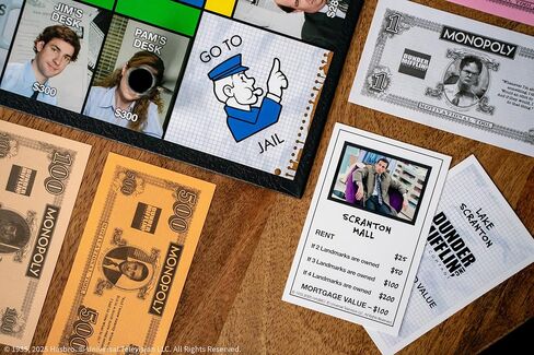 Monopoly: لعبة لوحة المكاتب ، التي تضم أفضل مدرب في العالم ، جائزة Dundee ، صندوق Paper & More ، شراء ، بيع ، مواقع تجارية Scranton من الاستقبال إلى قاعة المؤتمرات ، مرخصة رسميًا in Saudi Arabia