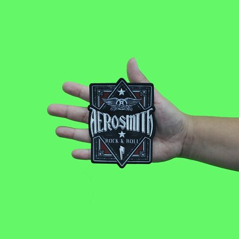 C&D Visionary Aerosmith Rock & Roll Patch - 1pc - Iron -On - 3.25 "x 4.25" - سوداء أسود ، أحمر ، أبيض - موسيقى in Saudi Arabia