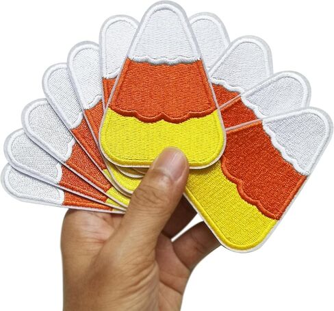 2.5"x3“ 12pcs Candy Corn Halloween Trick Or Treat Iron On Sew On Embroidered Patches Appliques Machine Embroidery Needlecraft Sewing Girls Project DIY in Saudi Arabia