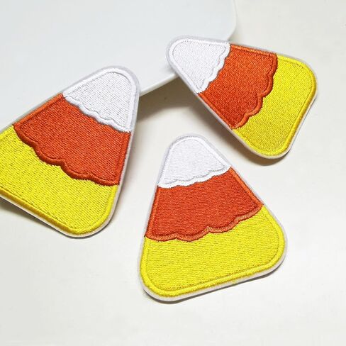 2.5"x3“ 12pcs Candy Corn Halloween Trick Or Treat Iron On Sew On Embroidered Patches Appliques Machine Embroidery Needlecraft Sewing Girls Project DIY in Saudi Arabia