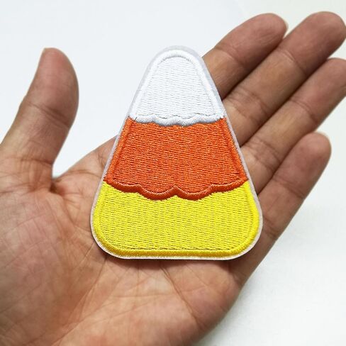 2.5"x3“ 12pcs Candy Corn Halloween Trick Or Treat Iron On Sew On Embroidered Patches Appliques Machine Embroidery Needlecraft Sewing Girls Project DIY in Saudi Arabia