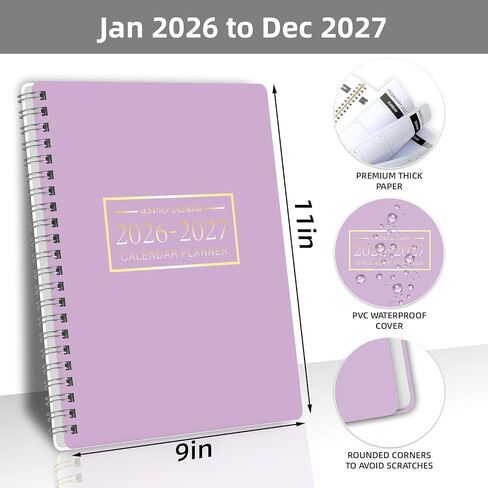 مخطط شهري 2026-2027 ، تقويم لمدة عامين 2026-2027 كتاب تقويم من يناير 2026-ديسمبر 2027 مع غلاف PVC المضاد للماء ، 9 '× 11' ، الجدول الزمني للتنظيم للمدرسة ، المكتب ، العائلة ، الوردي in Kuwait