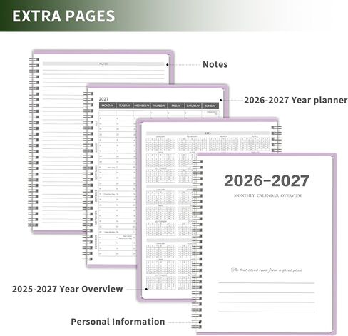 مخطط شهري 2026-2027 ، تقويم لمدة عامين 2026-2027 كتاب تقويم من يناير 2026-ديسمبر 2027 مع غلاف PVC المضاد للماء ، 9 '× 11' ، الجدول الزمني للتنظيم للمدرسة ، المكتب ، العائلة ، الوردي in Kuwait