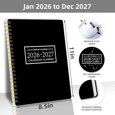 مخطط شهري 2026-2027 ، تقويم لمدة عامين 2026-2027 كتاب تقويم من يناير 2026-ديسمبر 2027 مع غلاف PVC المضاد للماء ، 9 '× 11' ، الجدول الزمني للتنظيم للمدرسة ، المكتب ، العائلة ، الوردي in Kuwait