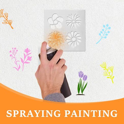 استنسل الزهور ، 60pcs استنسل الطلاء البري و 1pc قالب رسومات الشعار المبتكرة DIY ، والسترات النباتية القابلة لإعادة الاستخدام للحرف اليدوية ، والرسم على الجدران ، والخشب ، وصنع البطاقات ، وتزيين الكعكة in Kuwait