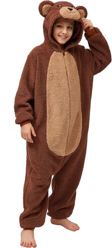 Spooktacular Creations Halloween Kids Jumpsuit, Unisex Brown Bear Hooded Costume Cosplay Child, Zip-Up Hooded Jumpsuit in Saudi Arabia
