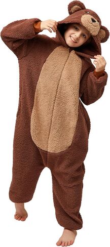 Spooktacular Creations Halloween Kids Jumpsuit, Unisex Brown Bear Hooded Costume Cosplay Child, Zip-Up Hooded Jumpsuit in Saudi Arabia