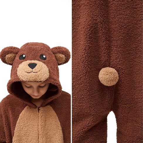 Spooktacular Creations Halloween Kids Jumpsuit, Unisex Brown Bear Hooded Costume Cosplay Child, Zip-Up Hooded Jumpsuit in Saudi Arabia