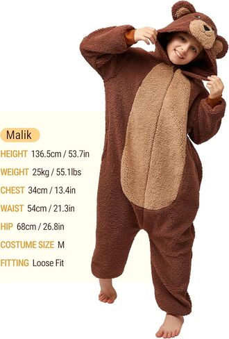 Spooktacular Creations Halloween Kids Jumpsuit, Unisex Brown Bear Hooded Costume Cosplay Child, Zip-Up Hooded Jumpsuit in Saudi Arabia