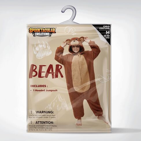 Spooktacular Creations Halloween Kids Jumpsuit, Unisex Brown Bear Hooded Costume Cosplay Child, Zip-Up Hooded Jumpsuit in Saudi Arabia
