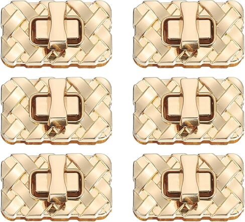 uxcell 6Pcs Twist Turn Lock Clasp, 1.38" x 0.79" Closures Lock Fasteners for Purse Aluminum Alloy Rectangle Bag Closure Clip Hardware Accessories for DIY Handbag Craft, Gold in Saudi Arabia