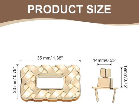 uxcell 6Pcs Twist Turn Lock Clasp, 1.38" x 0.79" Closures Lock Fasteners for Purse Aluminum Alloy Rectangle Bag Closure Clip Hardware Accessories for DIY Handbag Craft, Gold in Saudi Arabia