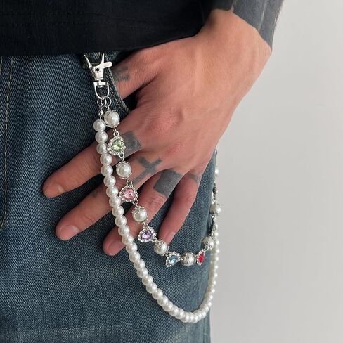 Jean Chain Jean Chains for Men Wallet Chains for Men Pearl Bag Charms Jewelry Gifts in Saudi Arabia