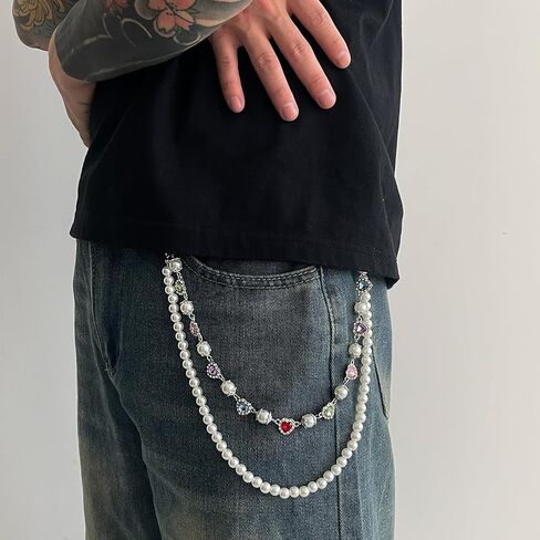 Jean Chain Jean Chains for Men Wallet Chains for Men Pearl Bag Charms Jewelry Gifts in Saudi Arabia