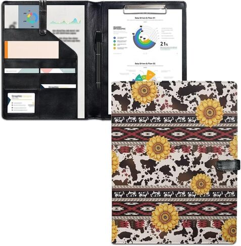 Colorful Dog Paw Print Padfolio Resume Portfolio Folder Document Organizer Decorative PU Leather Portfolio Folder with Storage Pocket for Business, Students, Office, Nurse in Saudi Arabia