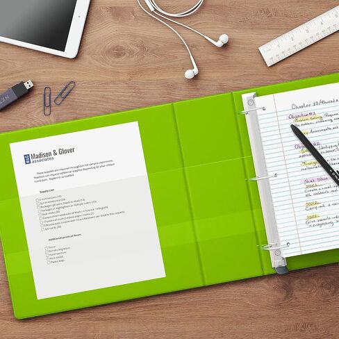 Staples ثقيلة 3 بوصات 3 بوصات من الرابط مع حلقات D وأربعة جيوب داخلية ، Chartreuse ، 2/Pack (ST56322-CCVS) in Saudi Arabia