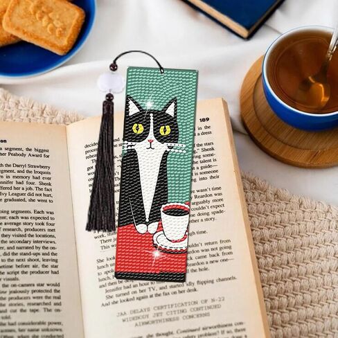 8 Pcs Cat Diamond Art Bookmarks Kit, 5D DIY Diamond Painting Bookmarks for Adults & Beginners, Stained Glass Cat Design Arts and Crafts in Saudi Arabia