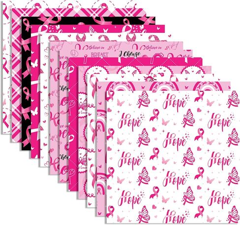 24 Sheets Breast Cancer Awareness Scrapbook Paper - 12 Double-Sided Pink Ribbon Designs (11.8x11.8 Inch) for Scrapbooking, Card Making & DIY Crafts in Saudi Arabia