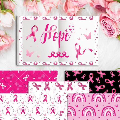 24 Sheets Breast Cancer Awareness Scrapbook Paper - 12 Double-Sided Pink Ribbon Designs (11.8x11.8 Inch) for Scrapbooking, Card Making & DIY Crafts in Saudi Arabia