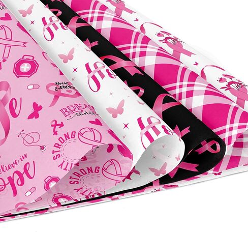 24 Sheets Breast Cancer Awareness Scrapbook Paper - 12 Double-Sided Pink Ribbon Designs (11.8x11.8 Inch) for Scrapbooking, Card Making & DIY Crafts in Saudi Arabia