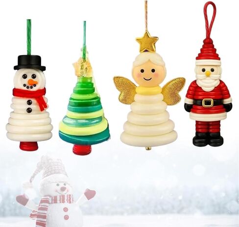 4pcs Button Christmas Tree Ornament Kits, Fun Holiday Decorations for All Ages, DIY Craft Buttons Kit with Christmas Snowman/Santa/Angel, Gifts for Xmas Tree Hanging Decorations (4PCS) in Kuwait