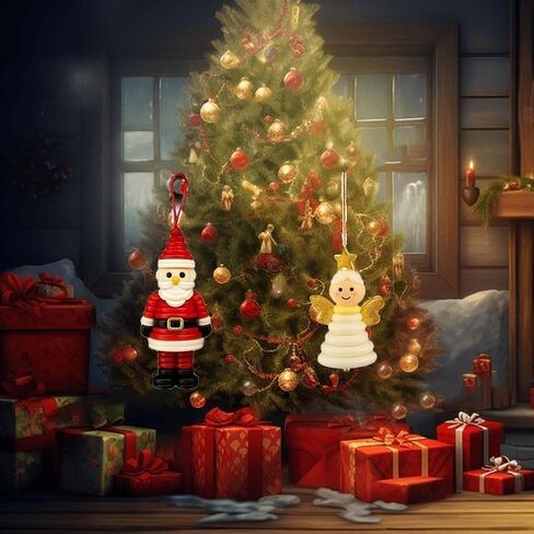 4pcs Button Christmas Tree Ornament Kits, Fun Holiday Decorations for All Ages, DIY Craft Buttons Kit with Christmas Snowman/Santa/Angel, Gifts for Xmas Tree Hanging Decorations (4PCS) in Kuwait