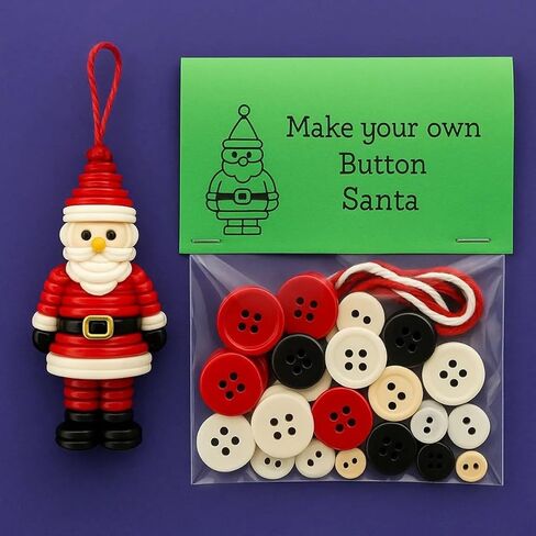 4pcs Button Christmas Tree Ornament Kits, Fun Holiday Decorations for All Ages, DIY Craft Buttons Kit with Christmas Snowman/Santa/Angel, Gifts for Xmas Tree Hanging Decorations (4PCS) in Kuwait