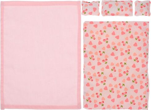 Pink Dollhouse Bedding Set, 1:12 Scale Miniature Bedroom Accessories, Includes 1 Bed Sheet, 1 Quilt, 3 Pillows, for Dollhouse Decor and Role-Playing in Saudi Arabia