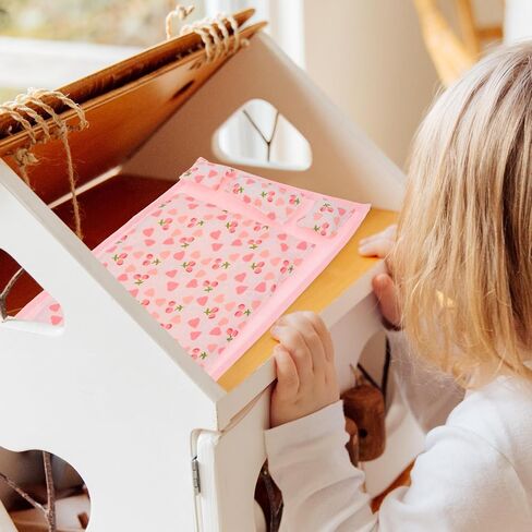 Pink Dollhouse Bedding Set, 1:12 Scale Miniature Bedroom Accessories, Includes 1 Bed Sheet, 1 Quilt, 3 Pillows, for Dollhouse Decor and Role-Playing in Saudi Arabia