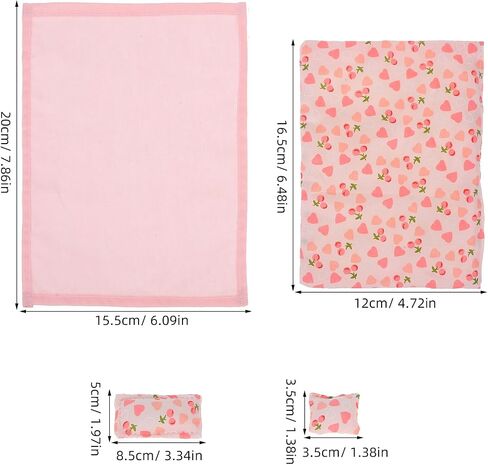 Pink Dollhouse Bedding Set, 1:12 Scale Miniature Bedroom Accessories, Includes 1 Bed Sheet, 1 Quilt, 3 Pillows, for Dollhouse Decor and Role-Playing in Saudi Arabia