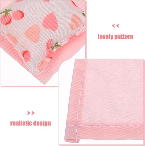 Pink Dollhouse Bedding Set, 1:12 Scale Miniature Bedroom Accessories, Includes 1 Bed Sheet, 1 Quilt, 3 Pillows, for Dollhouse Decor and Role-Playing in Saudi Arabia