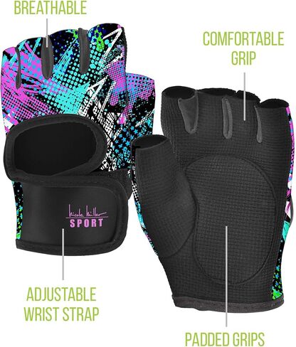 Nicole Miller Weight Lifting Workout Gloves, Wrist Wrap Fitness Exercise Gym Gloves for Men and Women in Kuwait