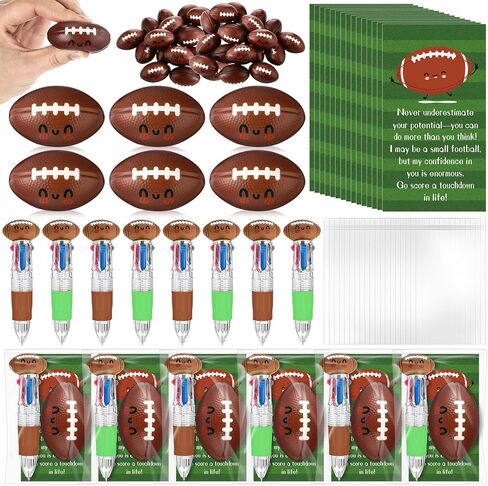 Epakh 30 Sets Football Lover Gifts Bulk Multicolor Ballpoint Pen 4-in-1 Design with Emotion Support Stress Ball and Cards Gift for Class Student Sports Team Football Tailgate Birthday Party Decor in Saudi Arabia