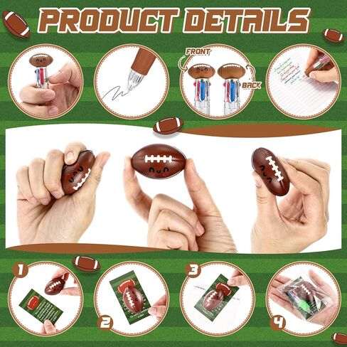 Epakh 30 Sets Football Lover Gifts Bulk Multicolor Ballpoint Pen 4-in-1 Design with Emotion Support Stress Ball and Cards Gift for Class Student Sports Team Football Tailgate Birthday Party Decor in Saudi Arabia