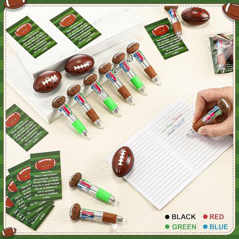 Epakh 30 Sets Football Lover Gifts Bulk Multicolor Ballpoint Pen 4-in-1 Design with Emotion Support Stress Ball and Cards Gift for Class Student Sports Team Football Tailgate Birthday Party Decor in Saudi Arabia