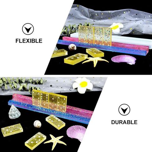EXCEART Silicone Molds 2Pcs Crystal Epoxy Domino Bracket Silicone Domino Holder Hand Crystal Domino Stand for DIY Domino Storage Tray Resin in Saudi Arabia
